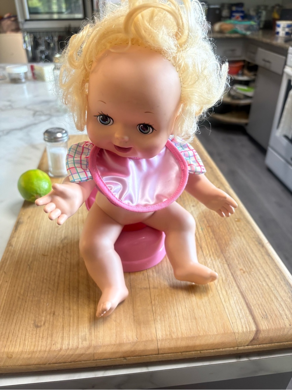 Classic Pink Potty Baby Doll with Blonde Hair